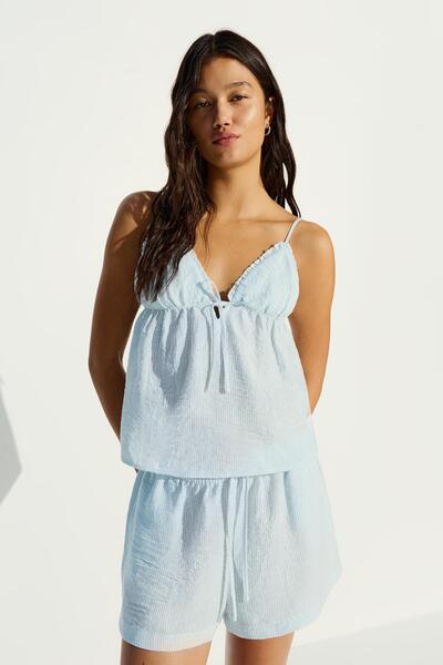 Bershka Lastikli belli rustik şort