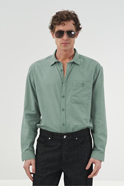 GIESTO Риза с отворена яка, редовна кройка, в цвят мента