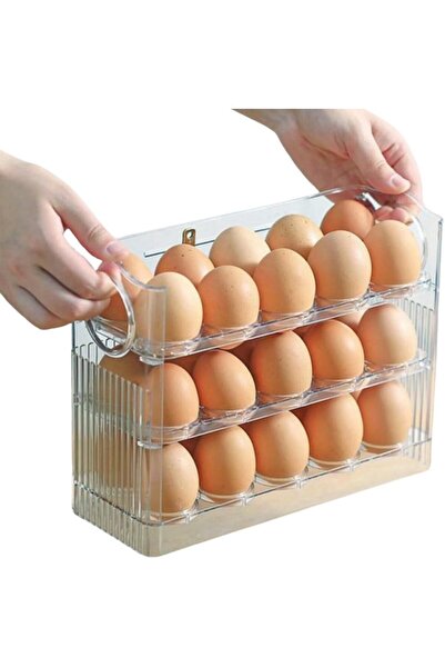 Arabest Egg Storage Box,3 Layer Auto Flip Tray Egg Storage Container for Refr...