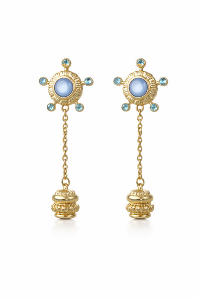 B Design jewelry أقراط من الفولاذ المرصع بحجر الكريستال السماوي