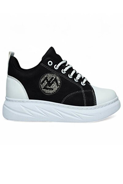 Bluefeet Mdl Black and White Lace-Up Linen Women's Sneakers