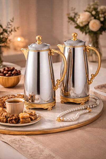 ALSAIF Al Saif's luxurious Jadeel thermos set – elegant design with gold acce...