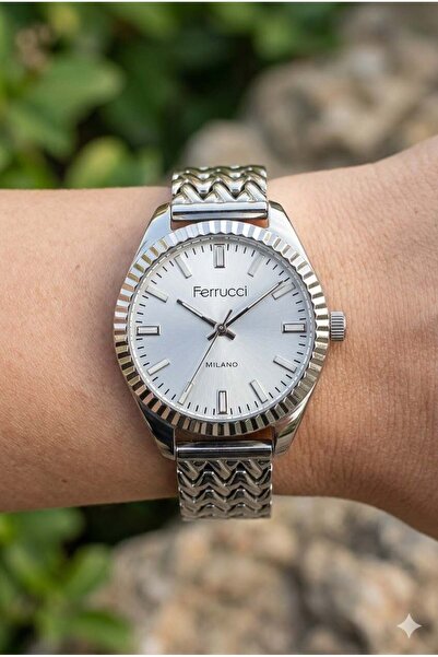 Ferrucci Silver Color Women's Wristwatch |   33mm Steel Case, Silver Metal Ba...