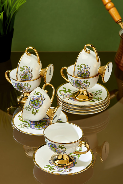 Cooker طقم فناجين قهوة بورسلين من جولباري لـ 6 أشخاص سعة 90 مل CKR3867