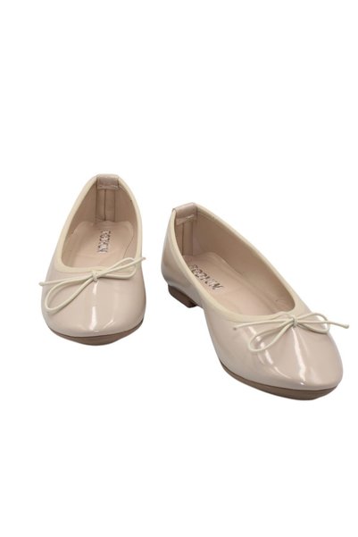Bluefeet Beige Patent Leather Buckle Daily Ballerina Shoes