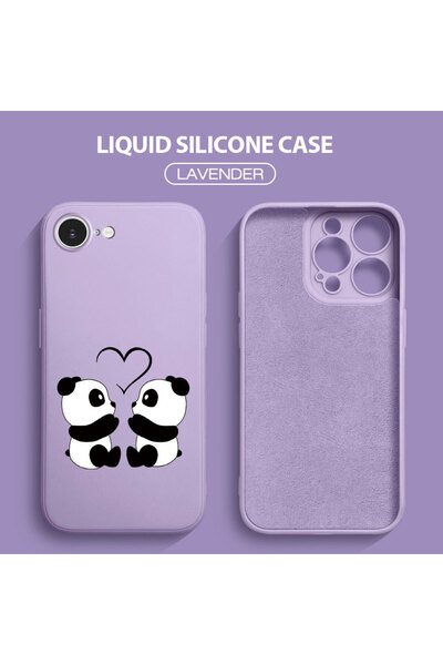 Hontinga iPhone 17E Compatible Soft Silicone Phone Case with Velvet Inside and Camera Protection, Panda Pattern