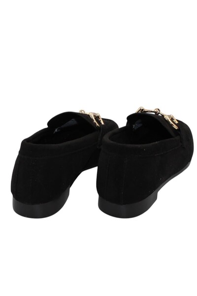 Bluefeet Black Women's Buckle Daily Suede Ballerina Shoes