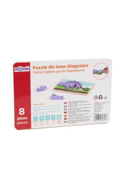 MomKi Wooden Puzzle Stegosaurus, 8 Pieces,