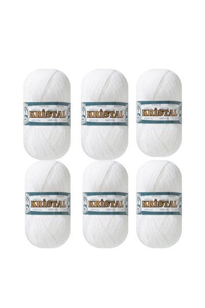 Ören Bayan Ören Kristal El Örgü Ipliği Beyaz 000 6'lı İNCE LİF İPİ