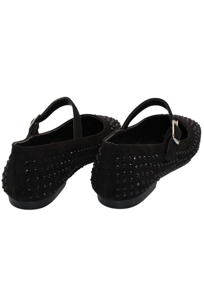 Bluefeet Black Suede Buckle Banded Stone Ballerina Shoes