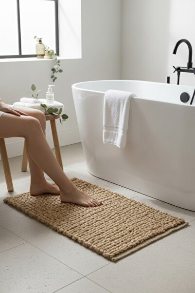 Akayev Nature Jüt Hasır Dikdörtgen Saçaklı Paspas 65x45 Cm