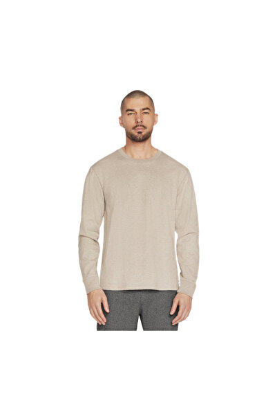 SKECHERS Tricou cu mânecă lungă din jerseu pentru bărbați, bej, mărime S, UE