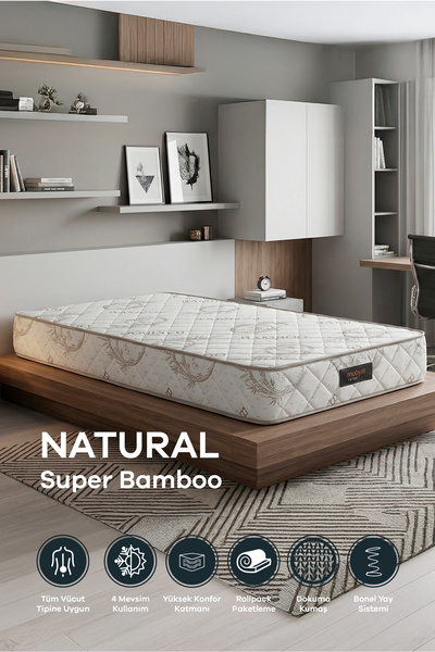 Mobyat Full Ortopedik Natural Süper Bambu Yaylı Yatak