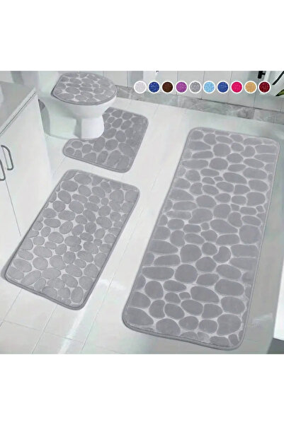 Magdeal Set of 4 Non-Slip Bath Mats, Grey