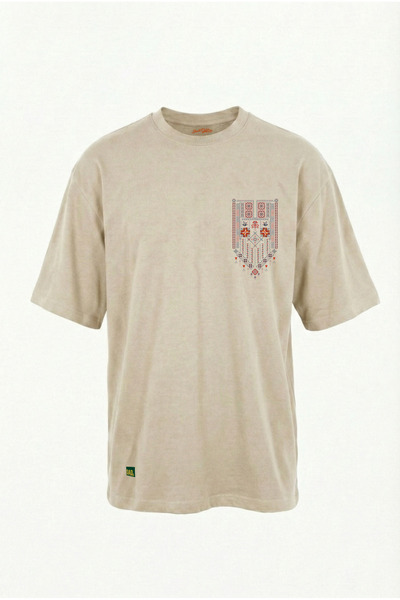 Dad&Children تي شيرت ميراج كبير الحجم للجنسين باللون البيج العظمي