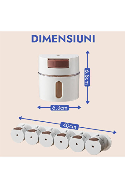 SHOPPINO Set of 6 Spice Containers, Magnetic Mounting, Wall Mount, Anti-Humidity Lid