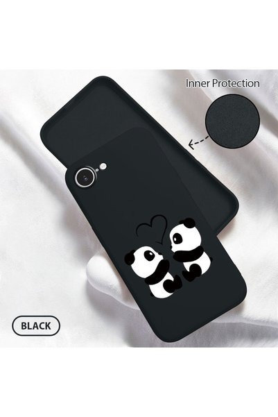 Hontinga iPhone 17E Compatible Soft Silicone Phone Case with Velvet Inside and Camera Protection, Panda Pattern