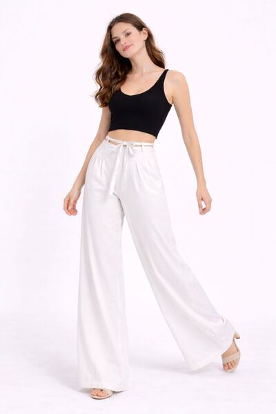 b buhari bykoc High Waist Binding Zip Detail Wide-Leg Palazzo Pants