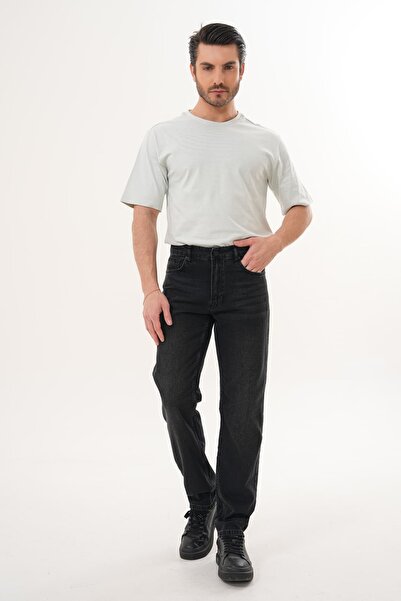 7006 - Erkek Orta Bel Straight Fit Boru Paça Jean Pantolon