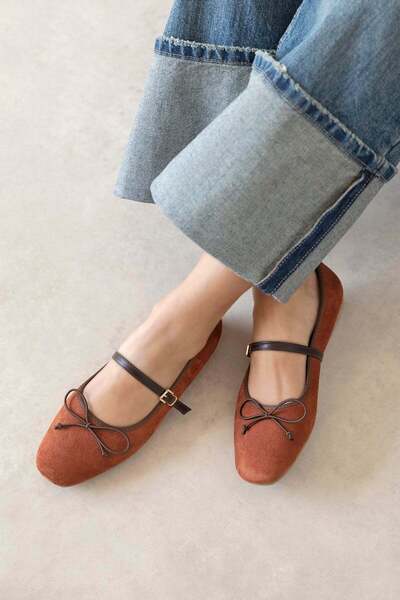 STRASWANS Detaliu fundă pentru femei Maxy piele întoarsă balerini Kiremit