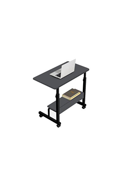 Vivense Yükseklik Ayarlı Raflı Laptop Sehpası, Antrasit, 70X40
