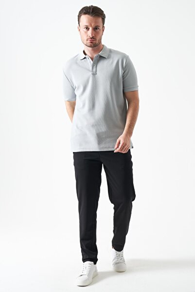 TENA بنطلون أساسي أسود للرجال بخصر نصف مطاطي قماش بيكي