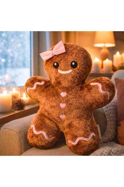 Empressco Kurabiye Kız Peluş Yastık 32 Cm, Uyku Arkadaşı Peluş, Yılbaşı Tay T...