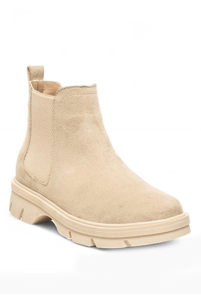 Bluefeet Beige Elastic Suede Women's Boots & Booties Nsb945