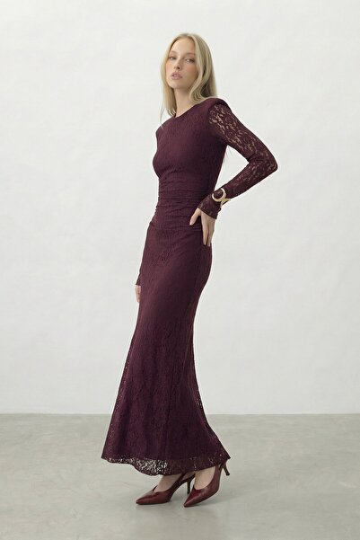 VAGGON Lace Long Sleeve Midi Length Dress