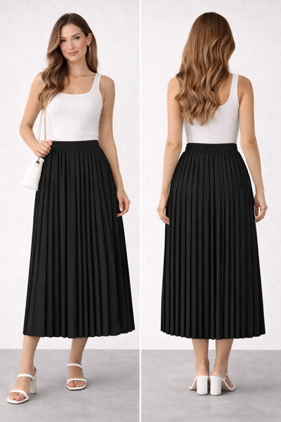 umut tekstil imalat تنورة مطوية، تنورة مطوية بتصميم مسطح