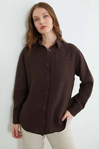 Fulla Moda Tek Pocketed Muslin Fabric Casual Shirt