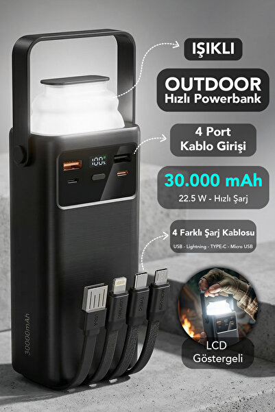 mimtec 30.000mAh Taşınabilir Hızlı Şarj Cihazı - 22.5W Outdoor Çoklu Giriş LC...