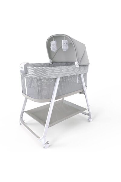 Lullanight Gem Bebek yatağı, 4 tekerlekli ve hava geçiren kenarlı, gri, 0-5 Ay, 7 kg'a kad