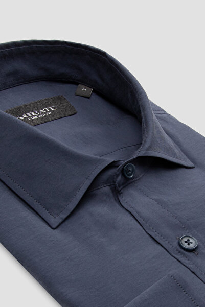 Abbate Como Modal Modal Blended Comfort Fit Indigo Classic Collar Men's Plain...