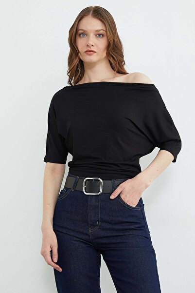 Fulla Moda Bat Sleeve Boat Neck Blouse