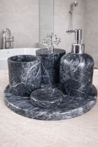 zekmar home stone Dark Gray 5 Piece Bathroom Set