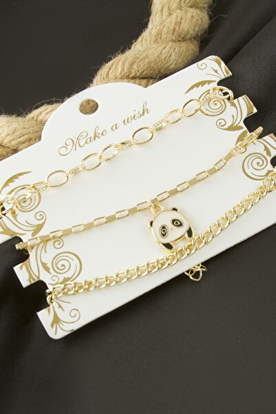 Bijuteri Net Panda Chain Bracelet 3 Pieces