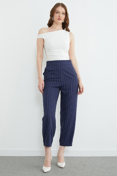 Fulla Moda Striped Zippered Pants with Pliers Pocketed