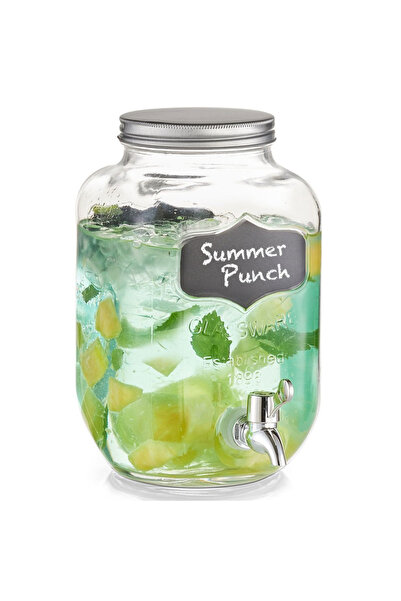 zeller Soft Drink Dispenser, Glass/Metal, 15x25 cm, 3.8 L, Transparent