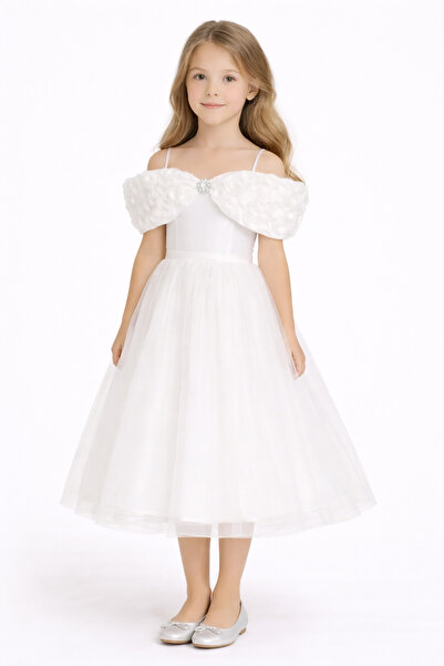 MONİTA Kız Çocuk Gül Detaylı Tüllü Prenses Elbise 3-7 Yaş – Özel Gün & Davet ...