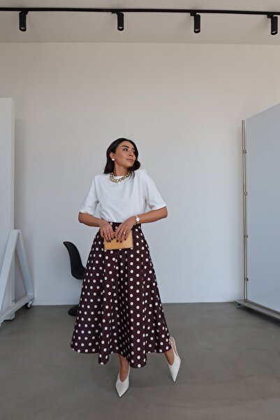 Özge Özgenç Puantiyeli Maxi Etek