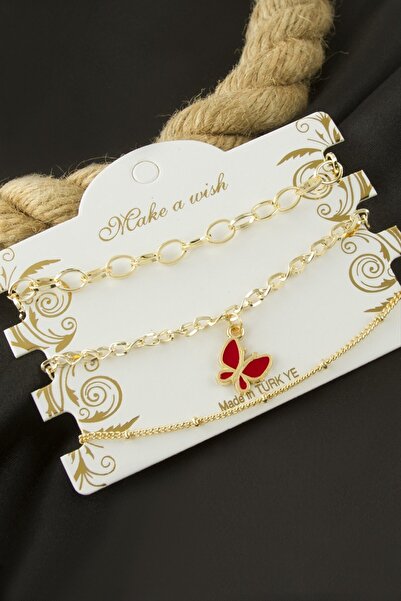 Bijuteri Net Butterfly Chain Bracelet 3 Pieces