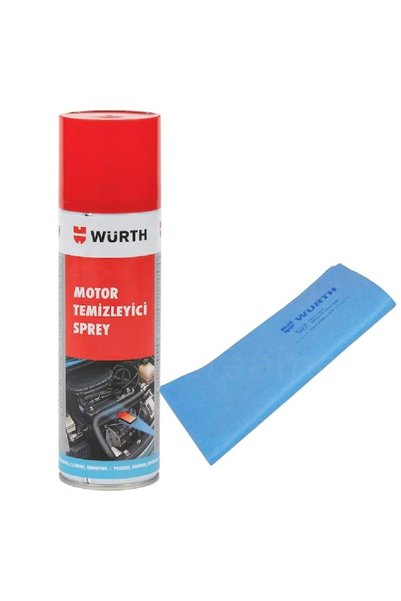 Wuerth Würth Motor Temizleyici Sprey 500 ml + Güderi Bez Mavi 130 gr