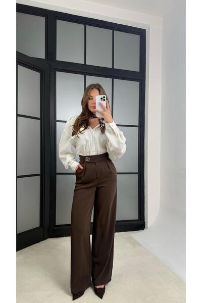 Gaus Acı Kahve Gold Toka Detaylı Pantolon GAUS-01168