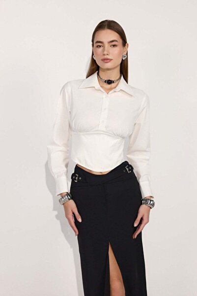 NOK İSTANBUL Nok Signature Alexandra Waist Corset Shirt White
