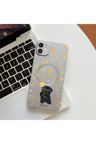 Hontinga iPhone 11 Compatible Cat Pattern Transparent Magsafe Wireless Soft S...