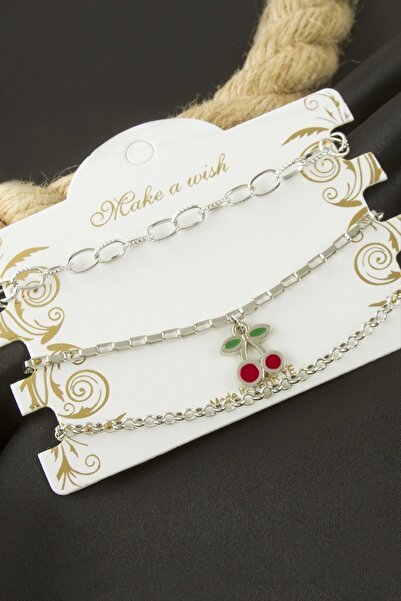 Bijuteri Net Cherry Chain Bracelet 3 Pieces