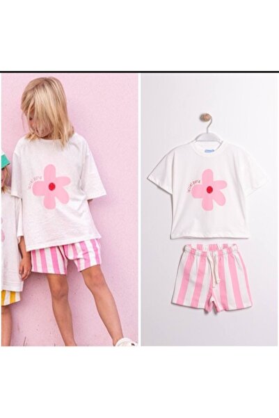 Yerli Pink Floral T-Shirt Shorts Girls' Set