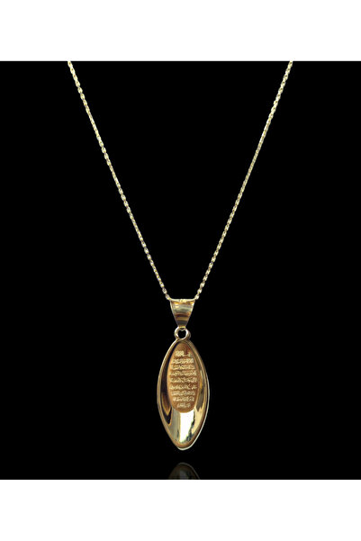 Altınkesesi 14 Ayar Altın Kolye Ucu Ayetel Kürsi Dua Kolye Ucu Damla