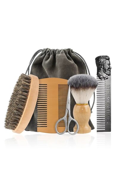 Choice13 6pcs G Boar Bristle Wood Beard Brush Kits With Gift Bag Professional...